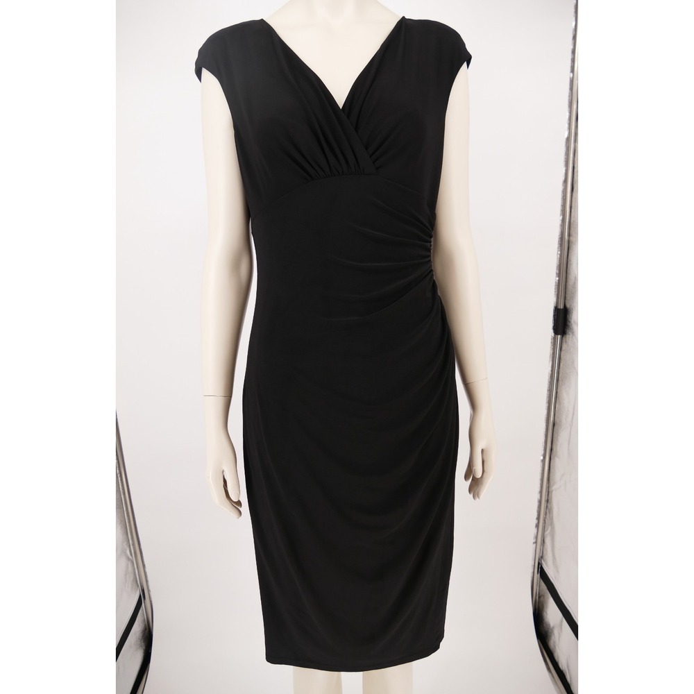 Lauren Ralph Lauren Black Sheath Ruffle Dress Size 8 elegant, effortless polish - Picture 4 of 16